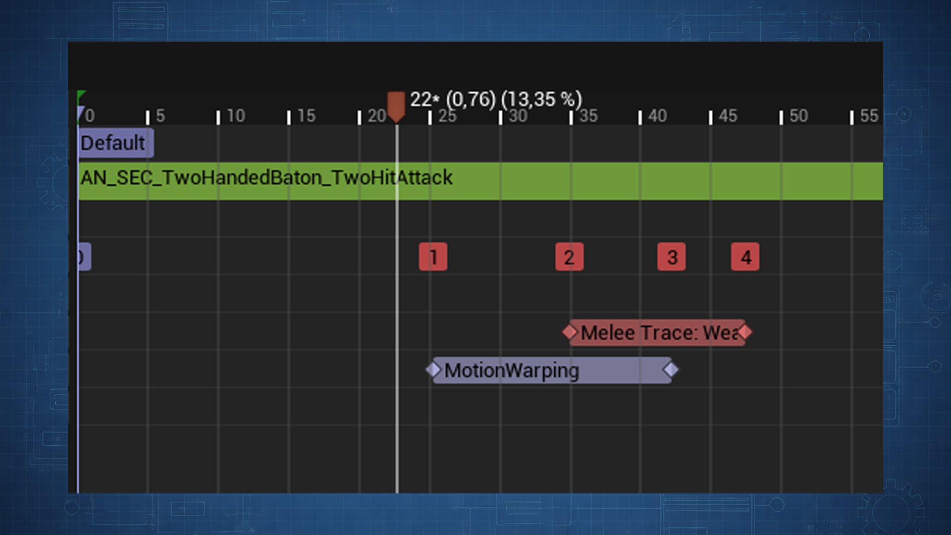 Animation montage with SEC Melee Trace Window notify state